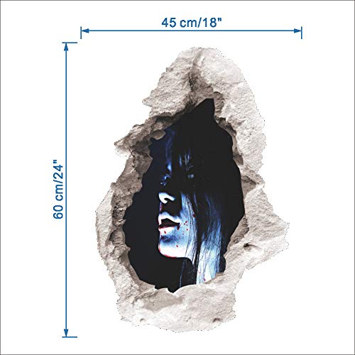 Halloween suministra Pegatinas de Pared Decorativas de Terror Dormitorio Pared Rota 3D estereoscópico Mujer Fantasma Pegatinas de Pared Mujer Fantasma 4