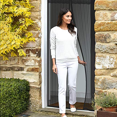 HALOVIE Mosquitera Puerta Magnetica Mosquito 90 x 210cm Cortina Mosquitera Magnética Protección de Insectos Mosca Anti-mosquito Cortina Magnética para Sala de Estar Balcón Patio Habitación, Negro