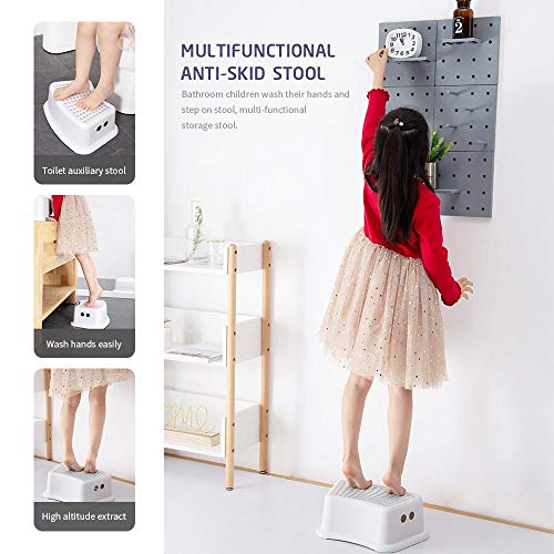 Hamkaw Taburete para niños, taburete de un paso con superficie suave antideslizante y base antideslizante, ideal para entrenamiento de orinal, baño, dormitorio, sala de juguetes