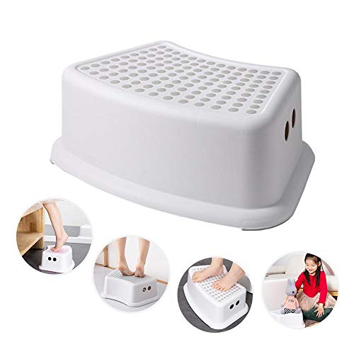 Hamkaw Taburete para niños, taburete de un paso con superficie suave antideslizante y base antideslizante, ideal para entrenamiento de orinal, baño, dormitorio, sala de juguetes