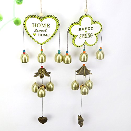 Handfly Carillon clochettes en cuivre Pièce de Monnaie Porte-Bonheur Bonne Bless Carillon Vent Bell pour Jardin, Terrasse, Balcon, Voiture, intérieur, Décor 6 Bell Flower