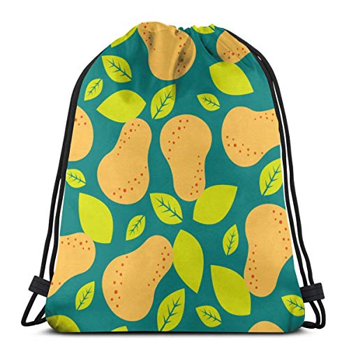 Hangdachang Mochila con cordón Bergamota pera 3D Print String Bag Sackpack Cinch Tote Bags Regalos para las Mujeres Hombres Gimnasio Compras Deporte Yoga