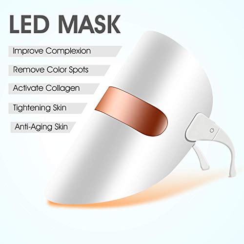 Hangsun - Máscara facial antiacné para terapia con luz led, terapia de fotones FT350 contra el acné, para el rejuvenecimiento de la piel, reduce granos e inflamaciones con luz azul/roja/naranja