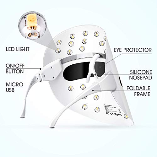 Hangsun - Máscara facial antiacné para terapia con luz led, terapia de fotones FT350 contra el acné, para el rejuvenecimiento de la piel, reduce granos e inflamaciones con luz azul/roja/naranja