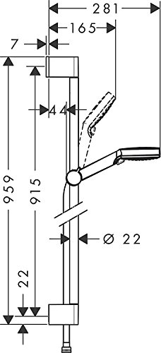 Hansgrohe 26536400 Crometta Vario set de ducha, 2 tipos de chorro, 0,90m, blanco/cromo