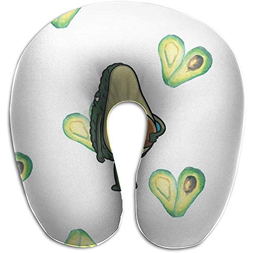 Hao-shop Almohada en Forma de U con Estampado de Aguacate en Forma de corazón Almohada de Cuello de Espuma para Viajar Moda de Dolor de Cuello Suave con Material Resistente