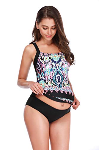 Haobing Mujeres Traje de baño Embarazada Premamá Deportes Bañador de Dos Piezas Embarazada Tankini (Estampado Azul, CN 3XL)