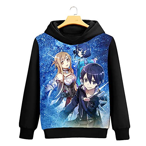 Haoli Animado con Capucha 2020 Nuevo Arte de la Espada en línea de impresión en 3D Fans del Anime con Capucha con cordón de Cosplay del suéter del Amor-Anime Kirigaya Kazuto (Color : 5H, Size : XXL)