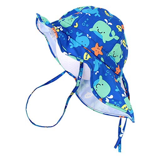 Happy Cherry - Sombrero de Verano para Bebés Niños con Ala Grande para Playa Natación Protección de Sol Cara y Cuello - 48CM/6-12Meses