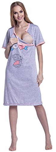 Happy Mama. para Mujer Camisón Estampado Premamá de Embarazo y Lactancia. 141p (Albaricoque, EU 40/42, L)