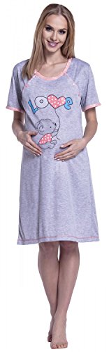 Happy Mama. para Mujer Camisón Estampado Premamá de Embarazo y Lactancia. 141p (Albaricoque, EU 40/42, L)