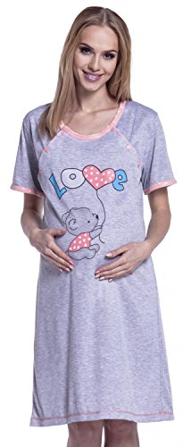 Happy Mama. para Mujer Camisón Estampado Premamá de Embarazo y Lactancia. 141p (Albaricoque, EU 40/42, L)