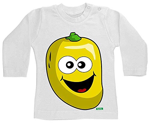 Hariz - Camiseta de manga larga para bebé, diseño de frutas, multicolor, tarjetas de regalo, diente de leche, color blanco