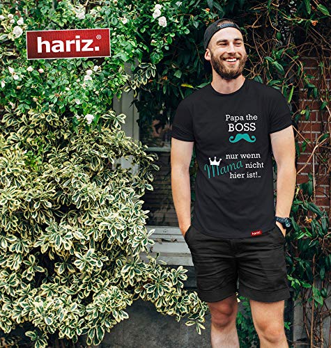 Hariz - Camiseta para hombre, diseño con texto en alemán "Papa The Boss Nur Wenn Mama Nicht Hier ist 2", incluye tarjeta de regalo Color rojo. L