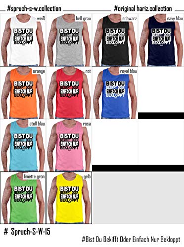 Hariz - Camiseta sin mangas para hombre, diseño con texto en alemán "Bist Du Bekifft oder einfach nur Bekloppt" Color azul. XL