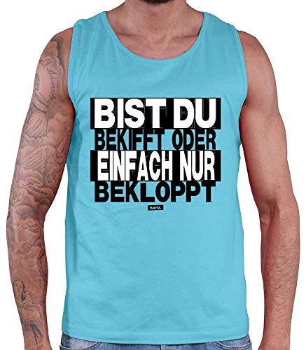Hariz - Camiseta sin mangas para hombre, diseño con texto en alemán "Bist Du Bekifft oder einfach nur Bekloppt" Color azul. XL