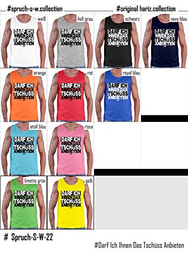 Hariz - Camiseta sin mangas para hombre, diseño con texto en alemán "Darf Ich Ihnen das Tschüss Anbieten Sprüch", color blanco y negro azul marino XL