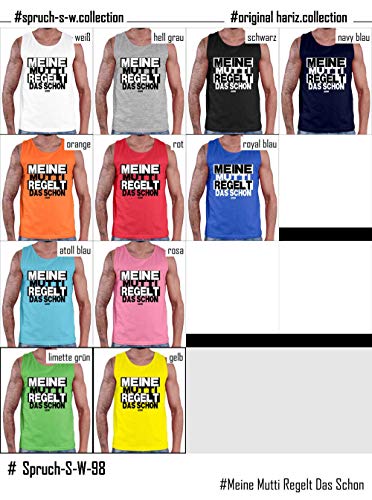 Hariz - Camiseta sin mangas para hombre, diseño con texto "Meine Mutti Regelt", color blanco y negro rojo XL