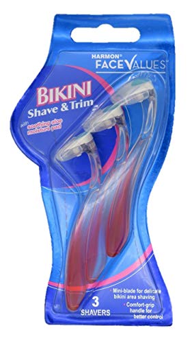 Harmon Face Values - Maquinillas de afeitar desechables para bikini, 3 unidades cada una, 3 paquetes, 9 en total, el embalaje puede variar