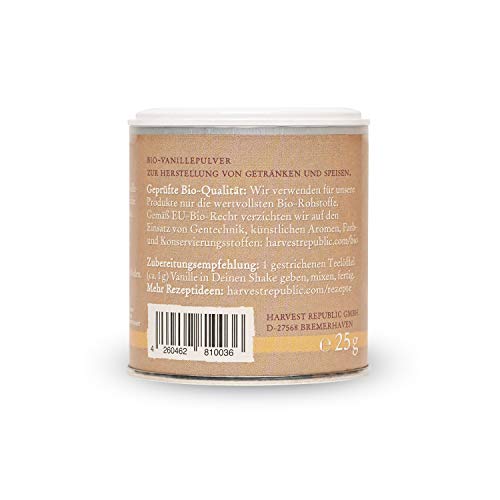 Harvest Republic bio de polvo de vainilla, 25 g, para superalimentos Batidos y batidos, Organic Food, Vegano)