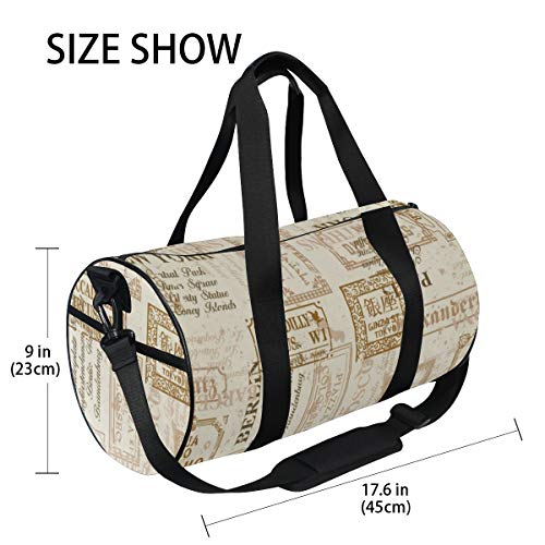 HARXISE Berlín York Vintage Servilleta Street Fashion Pattern París Belleza Roma Road Señal de viaje Ciudad Avenida，Bolsa de equipaje de viaje Deporte Lienzo ligero Equipaje de fitness Desmontable