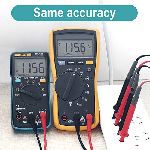 HASAGEI 4000 cuentas TRMS multímetro digital/ohmímetro/voltímetro de rango automático para resistencia/diodos/ciclo de trabajo/capacitancia/frecuencia/medición relativa, protección de sobrecarga de