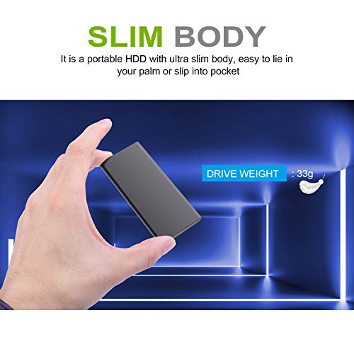 Hattahh Disco Duro Externo Portátil 1TB, Type C USB3.1 Disco Duro para PC, Mac, Desktop, Xbox, Xbox One (1 TB, Plata)