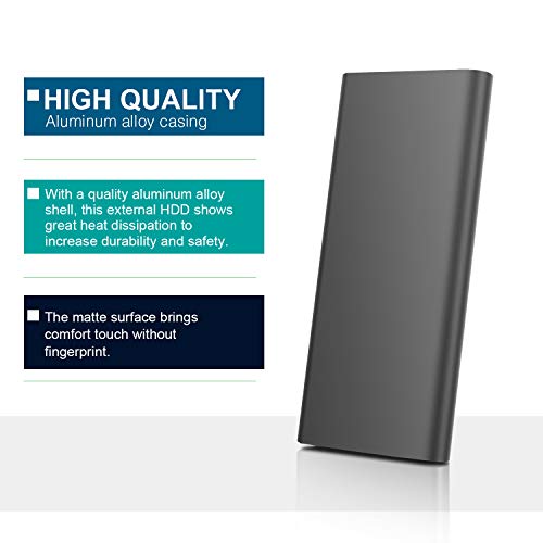 Hattahh Disco Duro Externo Portátil 1TB, Type C USB3.1 Disco Duro para PC, Mac, Desktop, Xbox, Xbox One (1 TB, Plata)