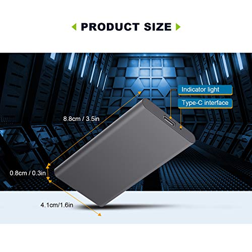 Hattahh Disco Duro Externo Portátil 1TB, Type C USB3.1 Disco Duro para PC, Mac, Desktop, Xbox, Xbox One (1 TB, Plata)