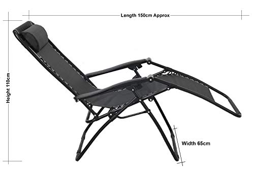 Havnyt Zero Gravity - Juego de 2 sillas reclinables para jardín, color negro