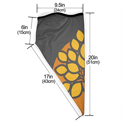 HCKZ Árbol de desfoliación naranja abstracto estilizado 9,5 'x 20' pulgadas UV protector facial usado más de 12 formas como envoltura para la cabeza, polaina para el cuello, diadema, protector para la