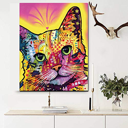 HD print abstract watercolor abstract cat pintura al óleo sobre lienzo pop art animal wall picture para sala de estar sofá pintura decorativa sin marco A26 50x70cm