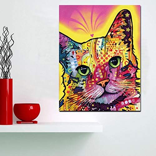 HD print abstract watercolor abstract cat pintura al óleo sobre lienzo pop art animal wall picture para sala de estar sofá pintura decorativa sin marco A26 50x70cm