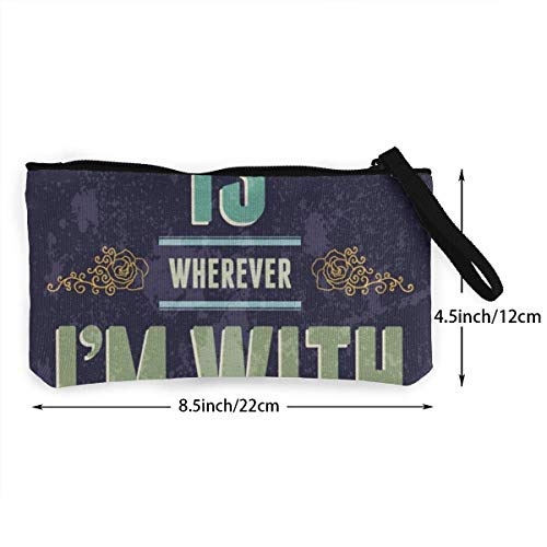 Hdadwy El hogar Pasado de Moda es Que te Amo Monedero de Lona con Cremallera, Bolso de Maquillaje Personalizado para Dama, Bolso, Maleta Accesorios para Mujer