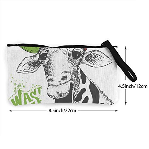 Hdadwy Estampado con Monedero con Cremallera de Lona con Efecto Grunge de Jirafa, Bolso de Maquillaje Personalizado para Dama, Bolso, Maleta, Accesorios para Mujer