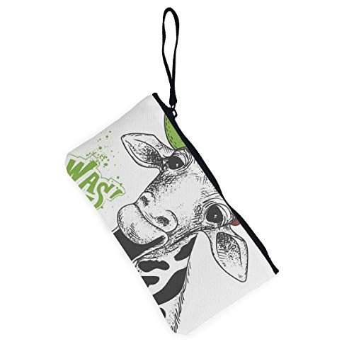 Hdadwy Estampado con Monedero con Cremallera de Lona con Efecto Grunge de Jirafa, Bolso de Maquillaje Personalizado para Dama, Bolso, Maleta, Accesorios para Mujer
