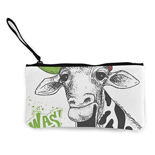 Hdadwy Estampado con Monedero con Cremallera de Lona con Efecto Grunge de Jirafa, Bolso de Maquillaje Personalizado para Dama, Bolso, Maleta, Accesorios para Mujer