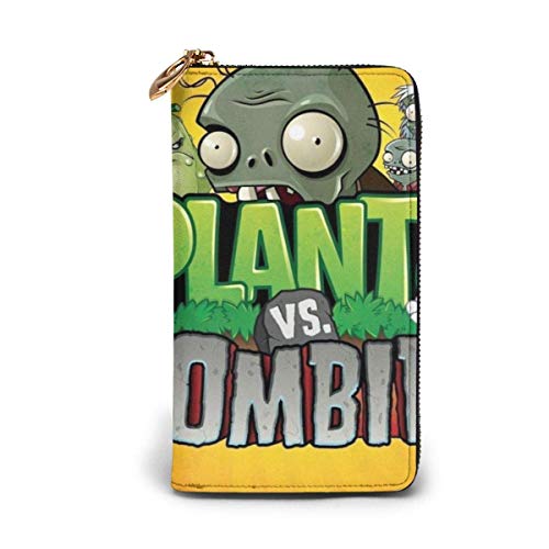 Hdadwy Plantas vs. Zombies Mujer Cartera De Piel De Vaca Genuina con Cremallera Monedero Hombre