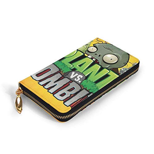 Hdadwy Plantas vs. Zombies Mujer Cartera De Piel De Vaca Genuina con Cremallera Monedero Hombre