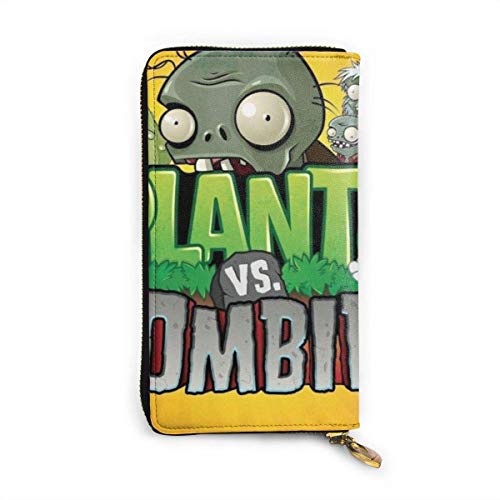Hdadwy Plantas vs. Zombies Mujer Cartera De Piel De Vaca Genuina con Cremallera Monedero Hombre
