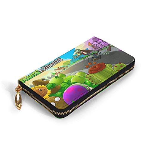Hdadwy Plantas vs. Zombies Mujer Cartera De Piel De Vaca Genuina con Cremallera Monedero Hombre