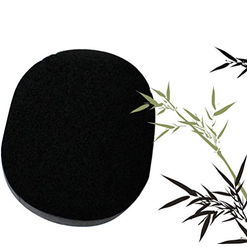HEALLILY Esponja Facial 2 Piezas Esponja de Limpieza Facial carbón de bambú Esponja Facial Esponja removedor de Maquillaje en Polvo para Mujeres niñas (Negro)