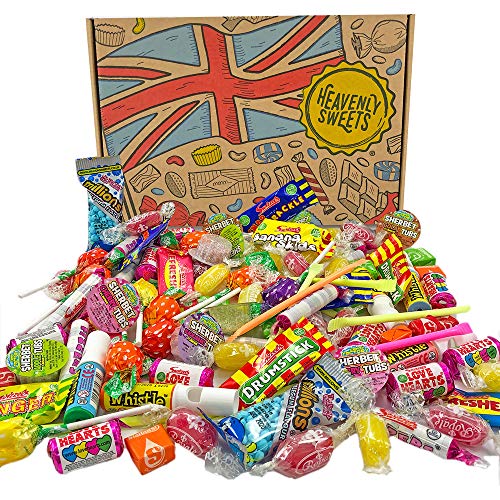 Heavenly Caja de Dulces Veganos 100% - Surtido para Fiestas - Vegetarianos, No Lácteos - Millions, Swizzels, Love Hearts, Starburst - Cesta de Mix para Fiestas - Aprox 100 Dulces