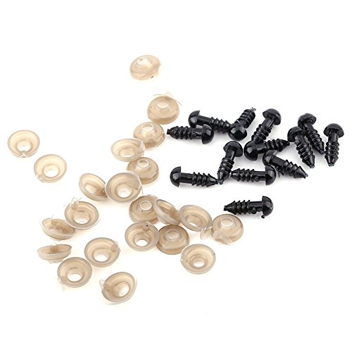 HEEPDD 100pcs Doll Eyes, 6/9/10 / 12mm Black Plastic Doll Safety Eyes con arandela DIY Doll Making Reparación de Accesorios para Puppet Plush Animal Teddy Bear Felting Toys(6mm)
