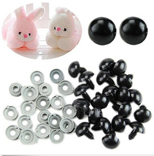 HEEPDD 100pcs Doll Eyes, 6/9/10 / 12mm Black Plastic Doll Safety Eyes con arandela DIY Doll Making Reparación de Accesorios para Puppet Plush Animal Teddy Bear Felting Toys(6mm)