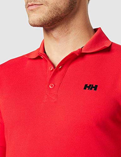 Helly Hansen Driftline Camiseta Tipo Polo de Manga Corta con Tejido de Secado rápido y Logo HH en el Pecho, Hombre, Rojo (Alerta), M