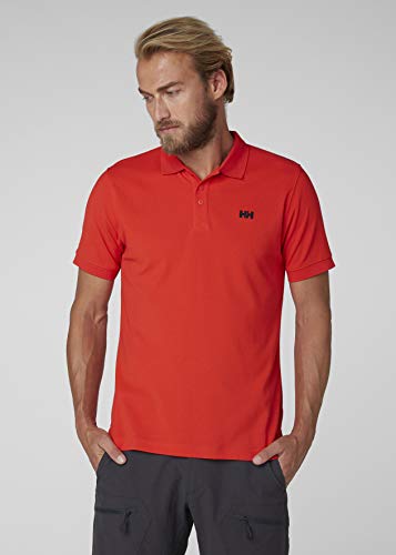 Helly Hansen Driftline Camiseta Tipo Polo de Manga Corta con Tejido de Secado rápido y Logo HH en el Pecho, Hombre, Rojo (Alerta), M
