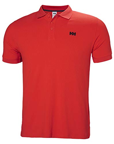 Helly Hansen Driftline Camiseta Tipo Polo de Manga Corta con Tejido de Secado rápido y Logo HH en el Pecho, Hombre, Rojo (Alerta), M