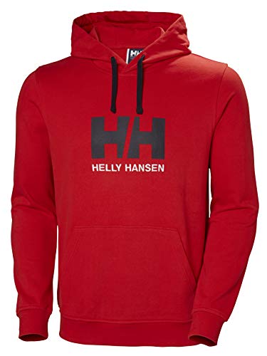 Helly Hansen Logo Hoodie Sudadera con Capucha, Hombre, Rojo Flag, L