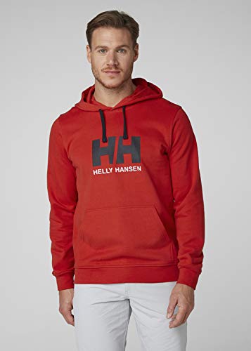 Helly Hansen Logo Hoodie Sudadera con Capucha, Hombre, Rojo Flag, L